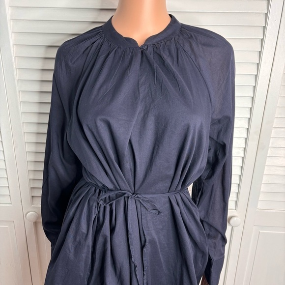 New REBECCA TAYLOR Navy Blue Long Sleeve Cotton Shift Dress - Picture 3 of 11